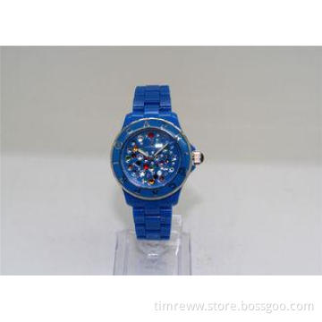 Blue Plastic Time Ladies ICE Watches silicone  With diamond